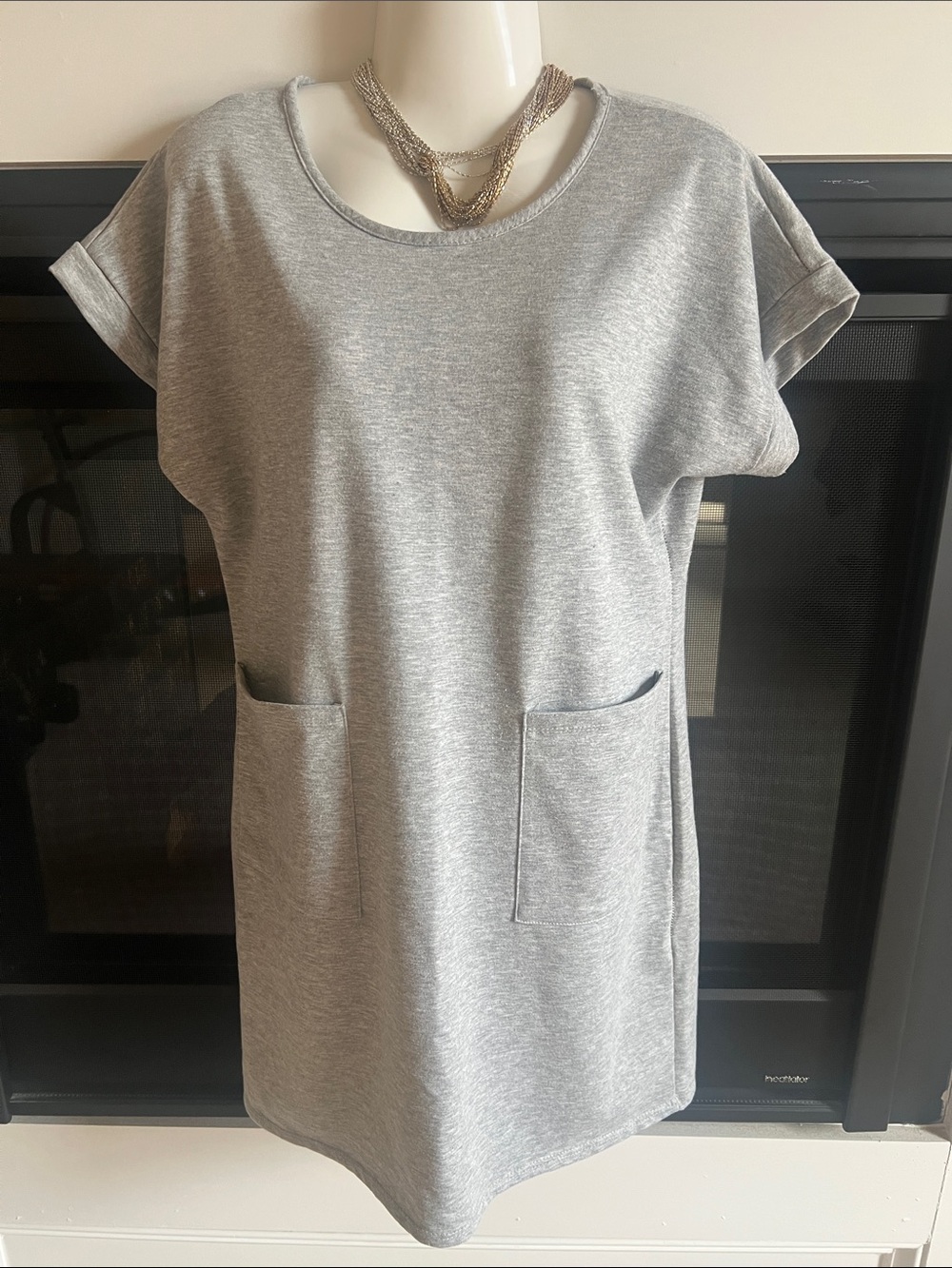 Grey Midi Pocket Dress - Comfortable Everyday Style
